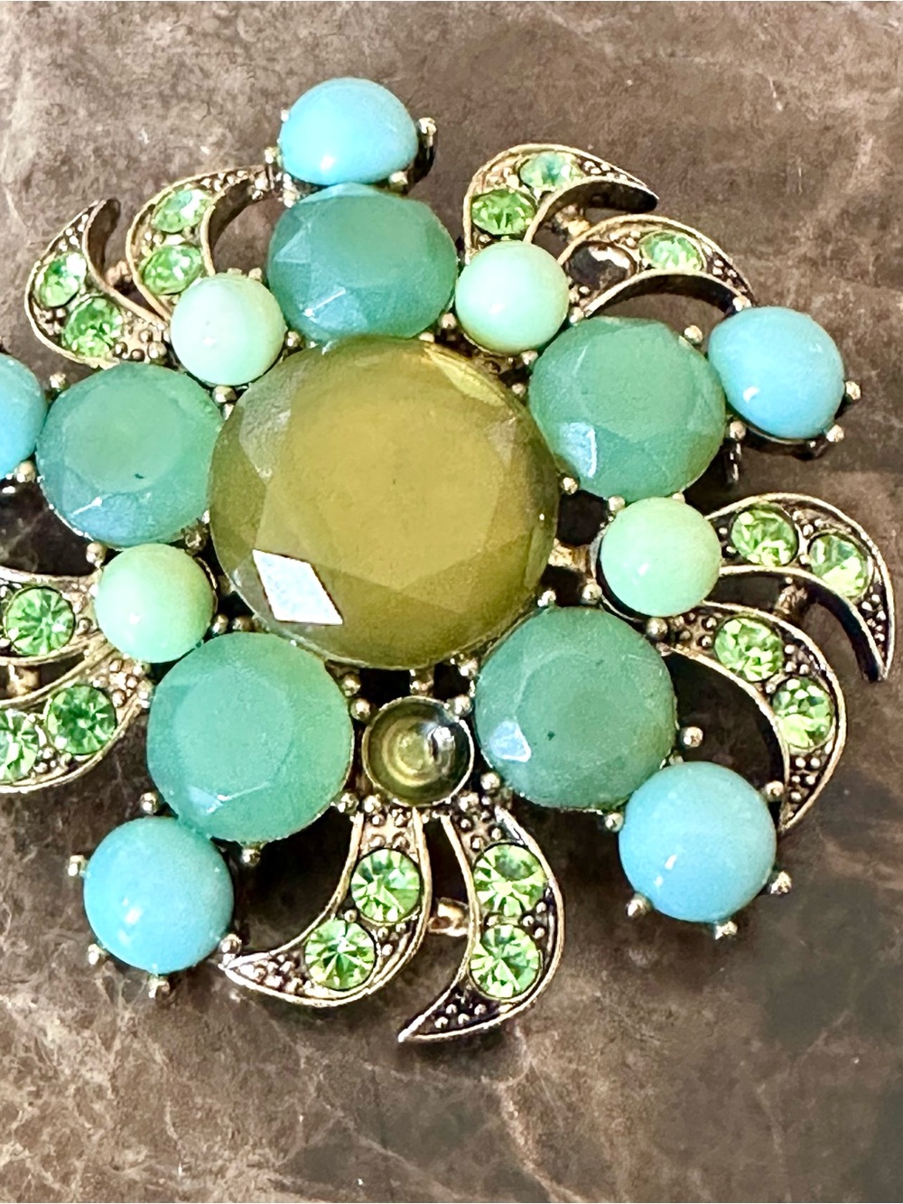 Green Floral Statement Brooch - Women Jewelry